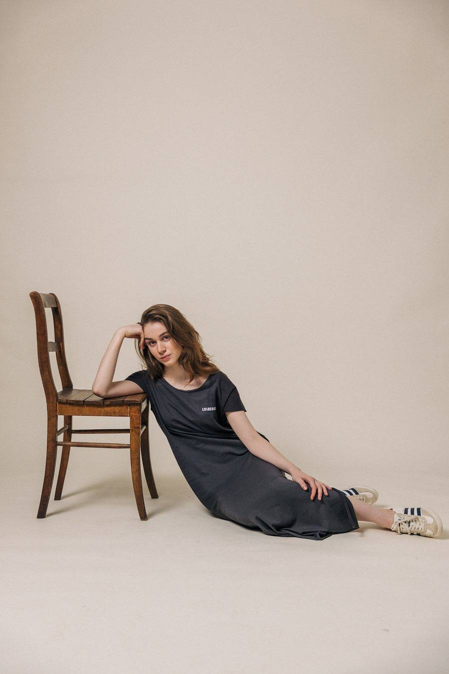 Liv Bergen Kleid Spray in charcoal Exklusive Angebote