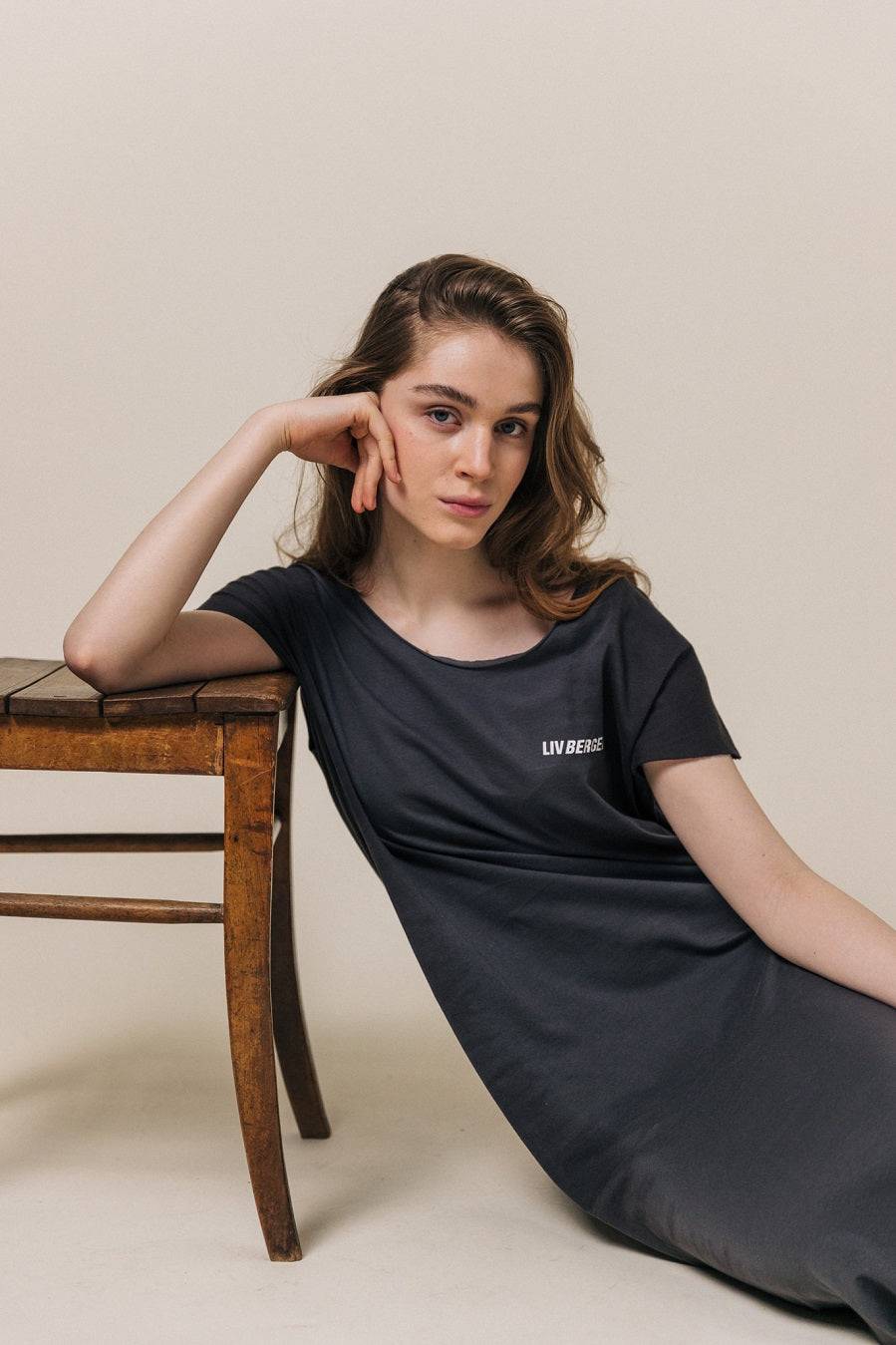 Liv Bergen Kleid Spray in charcoal Exklusive Angebote
