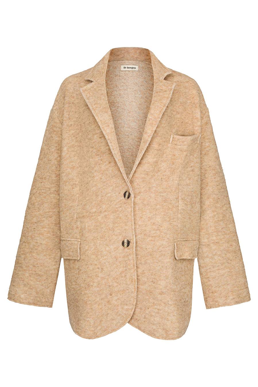 Liv Bergen Oversized Jacke "THAT DON'T IMPRESS ME MUCH" in sand Bis zu 60% Rabatt