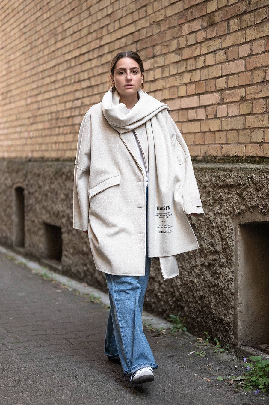 Liv Bergen Oversized Mantel in sand Bis zu 65% Rabatt