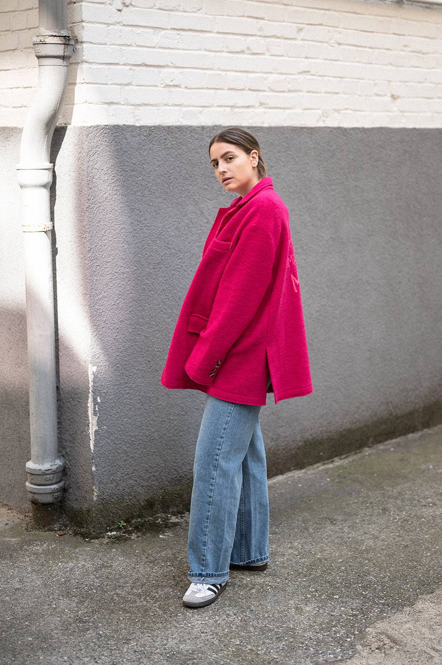Liv Bergen Oversized Jacke "THAT DON'T IMPRESS ME MUCH" in pink Riesige Rabatte