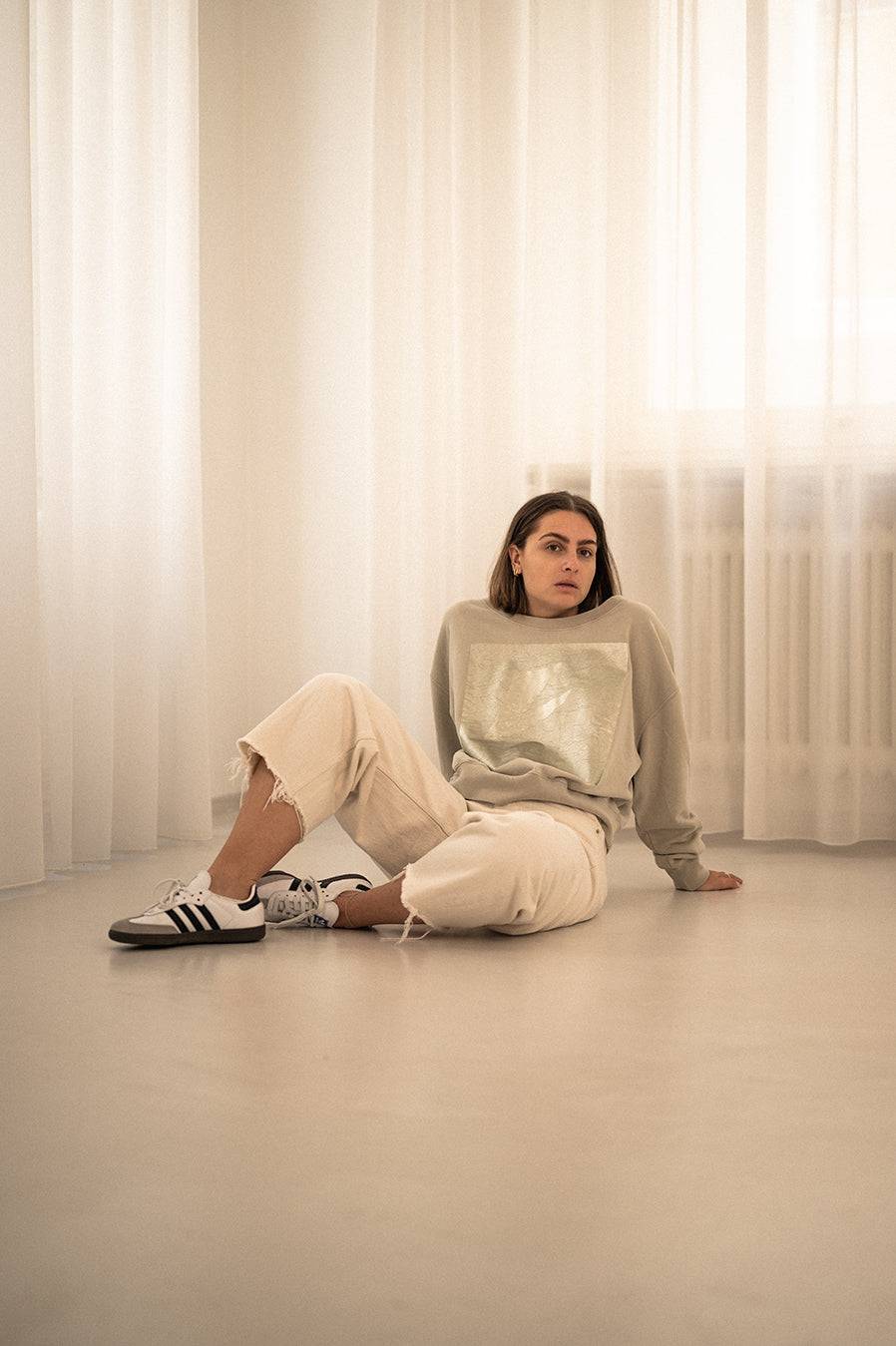 Liv Bergen Sweater square "100% Organic Cotton" in lilac Tiefpreis