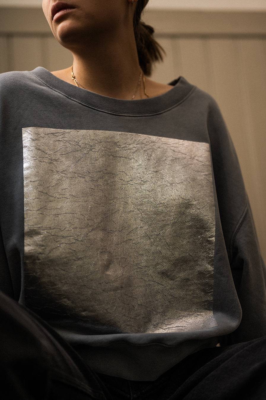 Liv Bergen Sweater square "100% Organic Cotton" in stormy Super Sparpreis