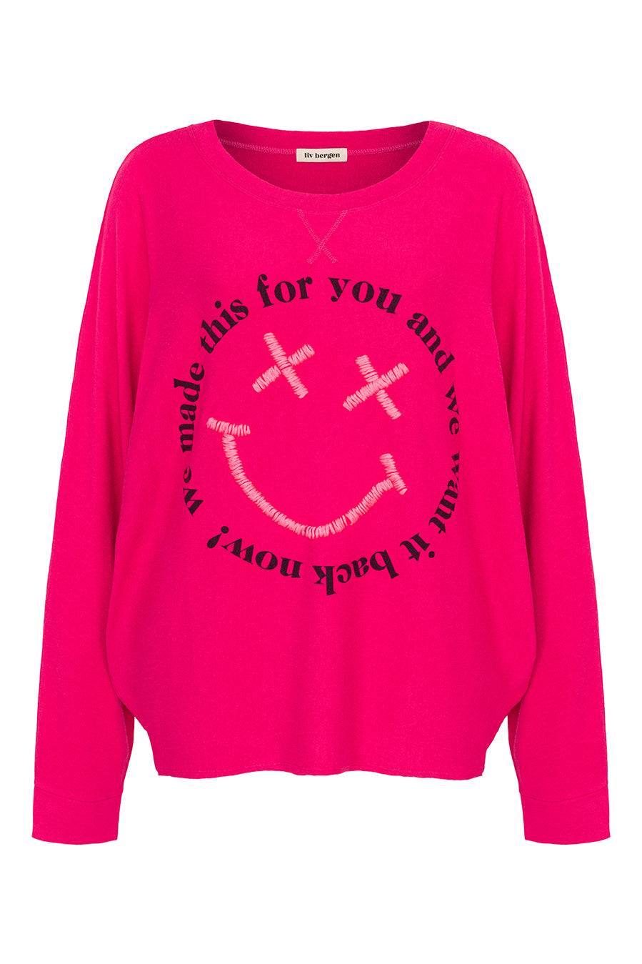 Liv Bergen Sweater Smiley in pink peacock Black Friday Preise
