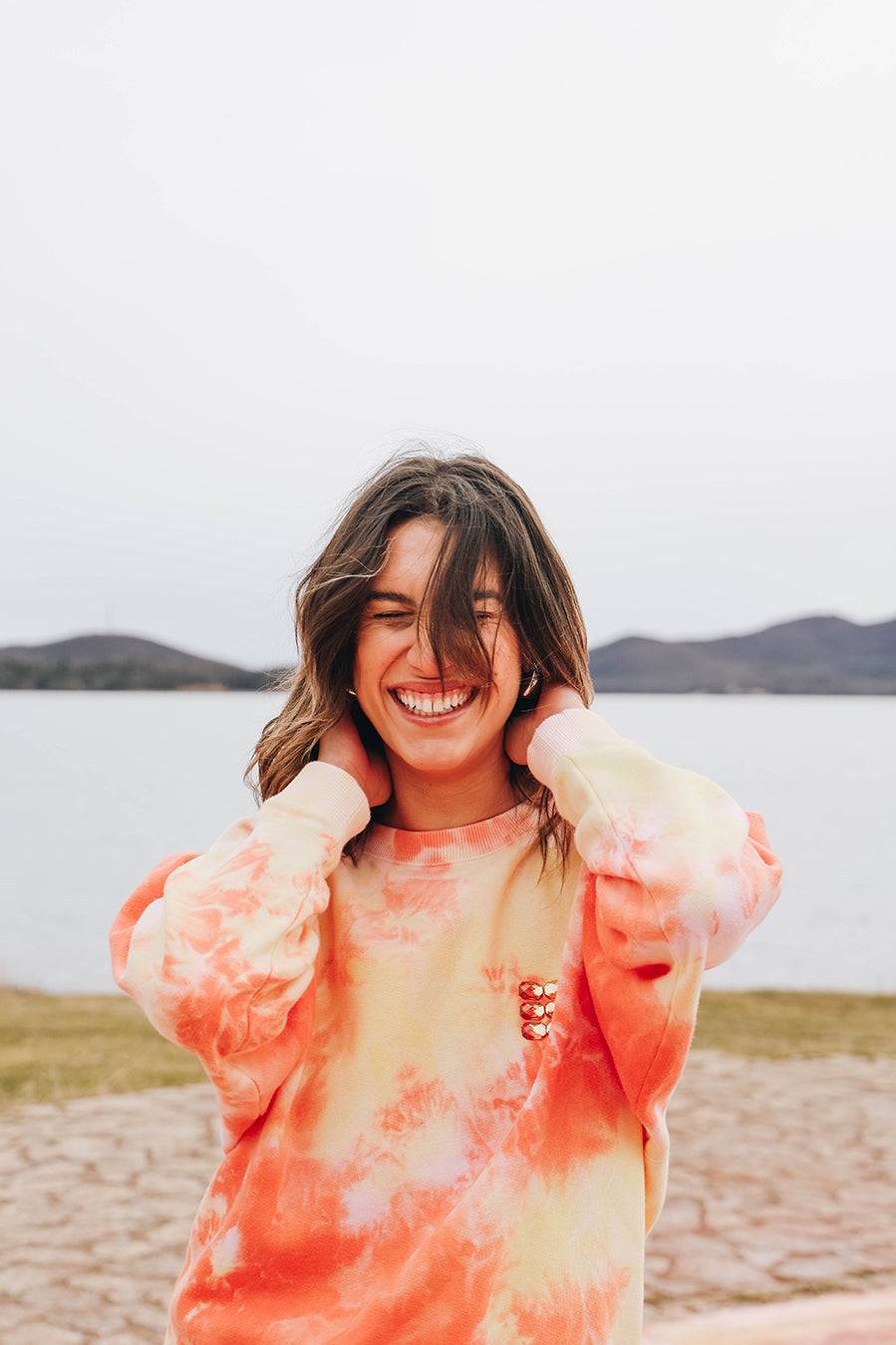 Liv Bergen Sweater Clouds in orange Preisnachlass