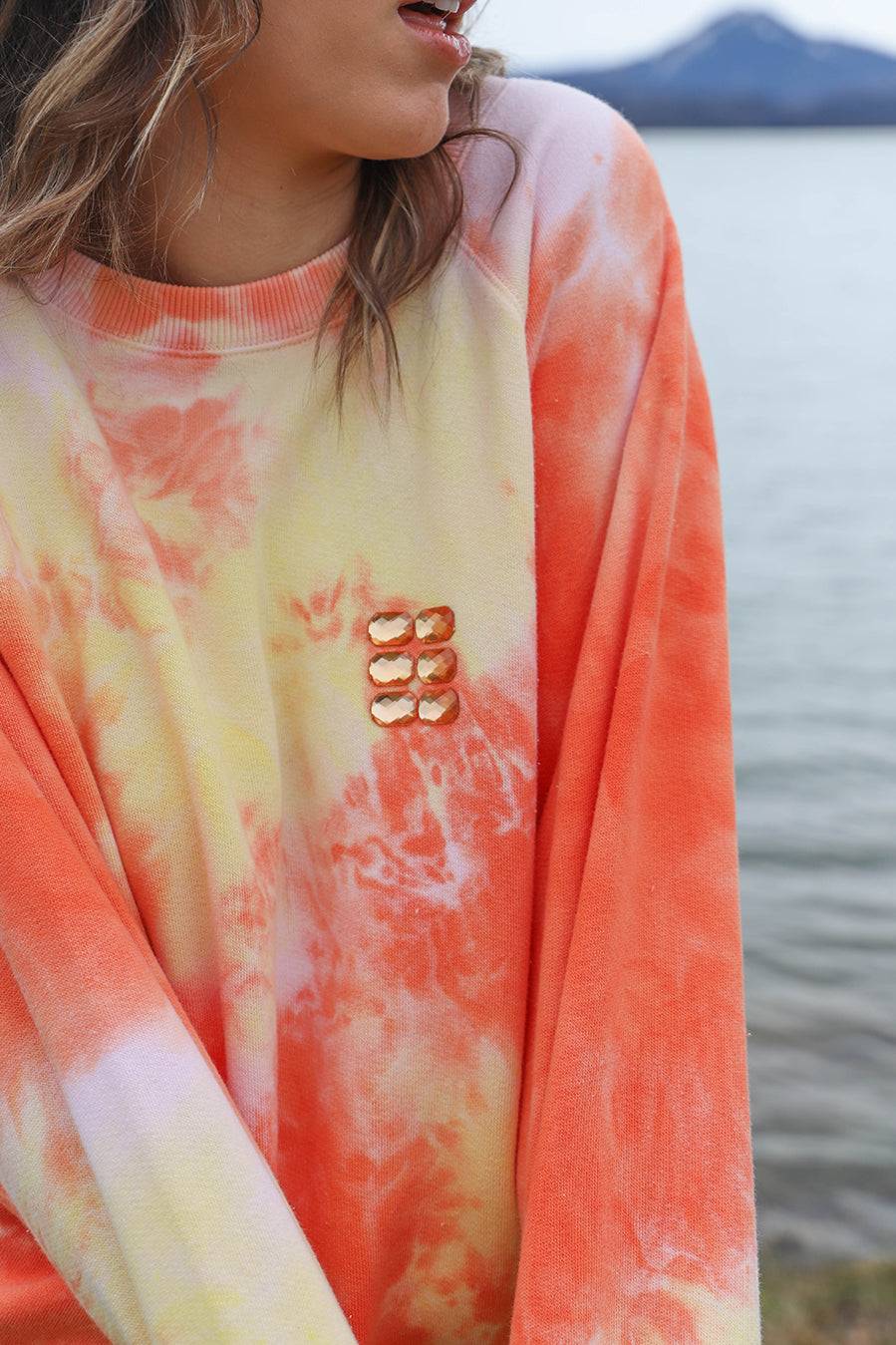 Liv Bergen Sweater Clouds in orange Preisnachlass