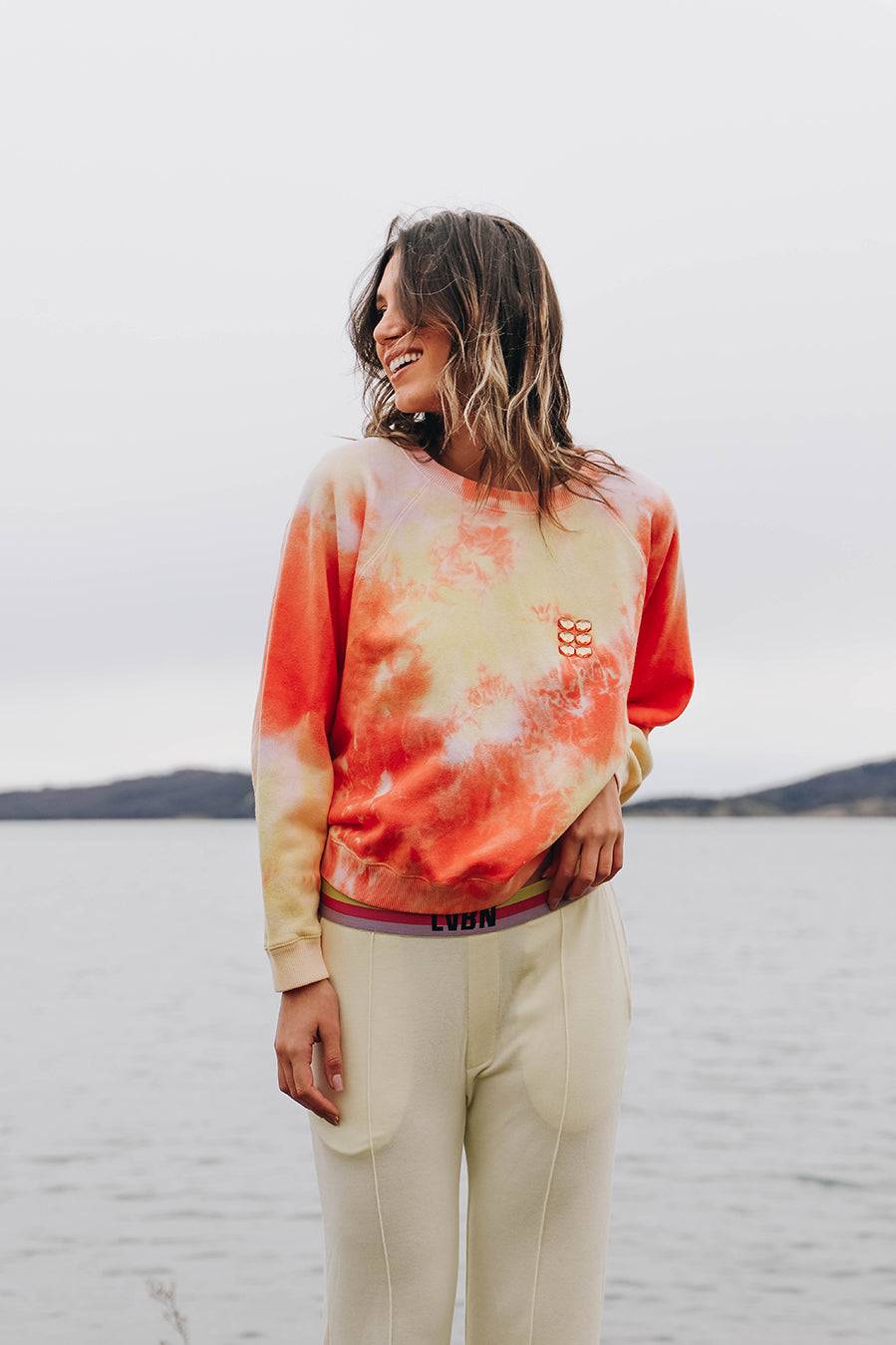 Liv Bergen Sweater Clouds in orange Preisnachlass