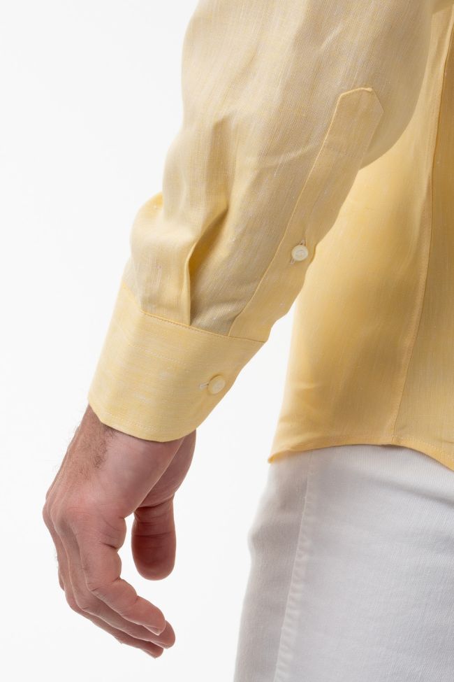 aplomb Hemd Herren Aplomb Classic Einfarbig 100% Leinen kragen Button-Down Lange Ärmel Begrenzt auf 3 Tage