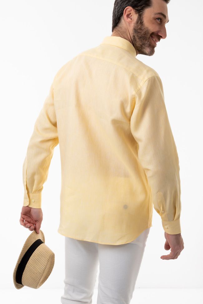 aplomb Hemd Herren Aplomb Classic Einfarbig 100% Leinen kragen Button-Down Lange Ärmel Begrenzt auf 3 Tage