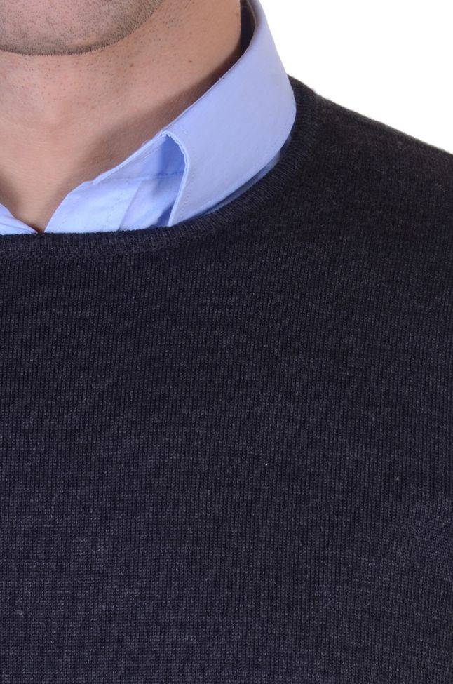 ragman Strickwaren Herren Ragman Rundhalsausschnitt Classic Einfarbig 100% Merinowolle Extrafine Lagerräumung