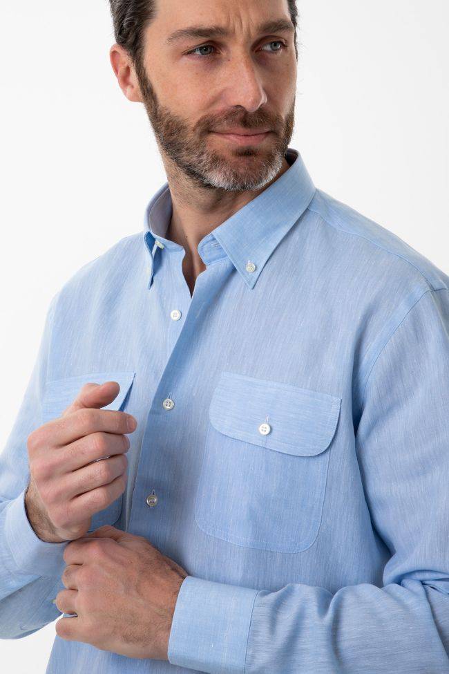 aplomb Hemd Herren Aplomb Classic Einfarbig 100% Leinen kragen Button-Down Lange Ärmel Bis zu 60% Rabatt