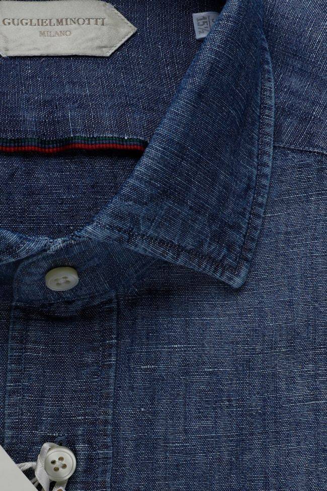 guglielminotti Hemd Herren Guglielminotti Regular Einfarbig 56% linen 44% cotton kragen Französisch Lange Ärmel Vierteljährliche Förderung