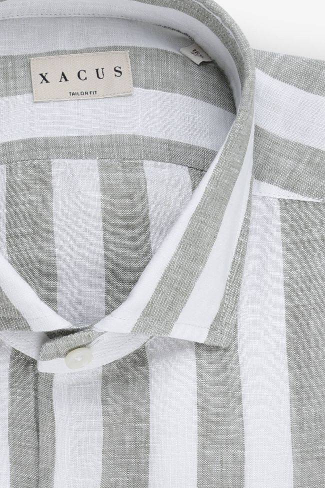 xacus Hemd Herren Xacus Regular Streifen 100% Leinen kragen Französisch Lange Ärmel Super Rabatt