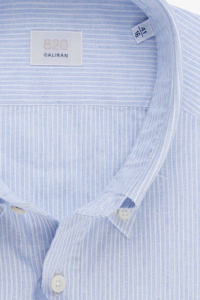 caliban Hemd Herren Caliban Regular Streifen 70% Baumwolle 30% Leinen kragen Button-Down Lange Ärmel Clearance-Verkauf