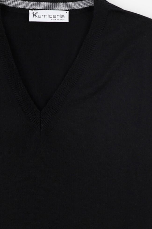 kamiceria Strickwaren Herren Kamiceria V-Ausschnitt Slim Einfarbig 100% Merinowolle Extrafine Auslauf
