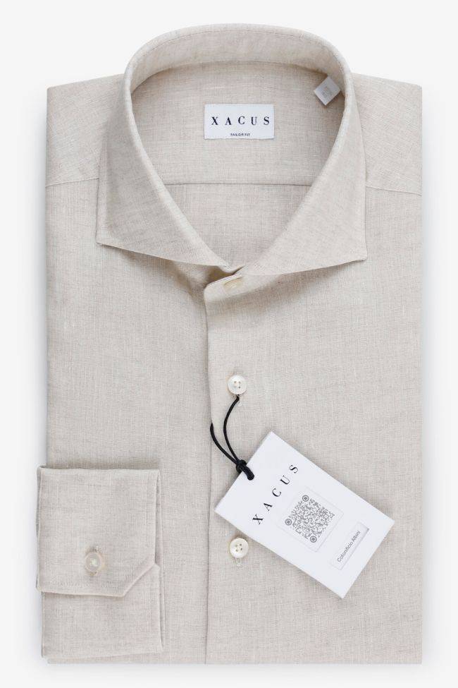 xacus Hemd Herren Xacus Regular Einfarbig 100% Leinen kragen Französisch Lange Ärmel Flash Sale