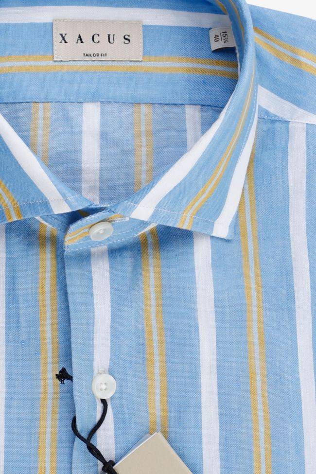 xacus Hemd Herren Xacus Regular Streifen 60% Leinen 40% Baumwolle kragen Französisch Lange Ärmel Exklusivangebot