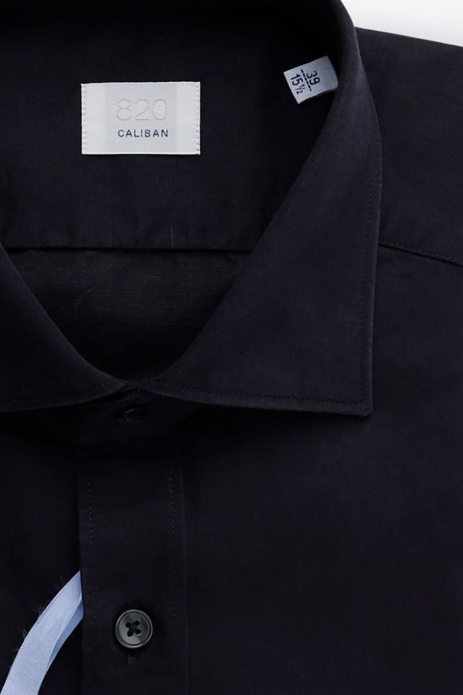 caliban Hemd Herren Caliban Slim Einfarbig 56% linen 44% cotton kragen Italienisch Lange Ärmel Kostenloser Versand international