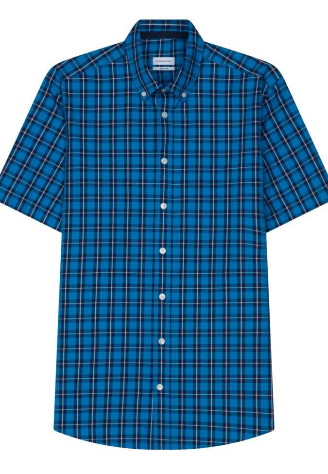 seidensticker Hemd Herren Seidensticker Regular Bügelfreie Karo kragen Button-Down Kurze Ärmel Fabrikverkauf