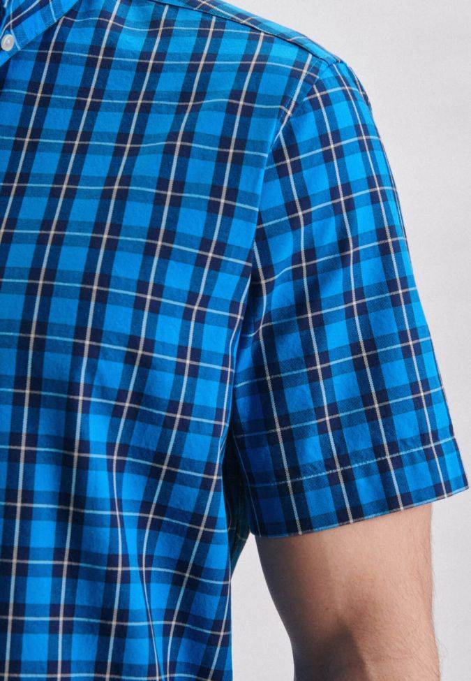 seidensticker Hemd Herren Seidensticker Regular Bügelfreie Karo kragen Button-Down Kurze Ärmel Fabrikverkauf