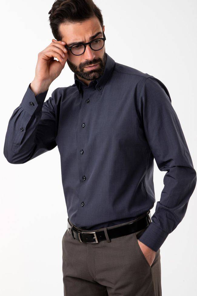 aplomb Hemd Herren Aplomb Regular Einfarbig 100% Baumwolle kragen Button-Down Lange Ärmel Letzte 3 Tage