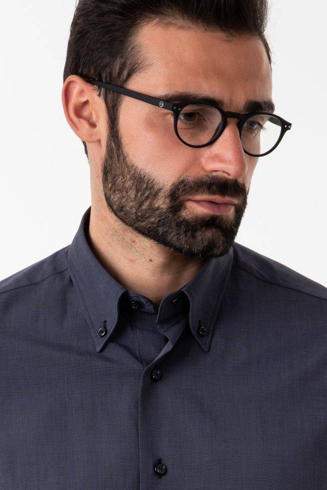 aplomb Hemd Herren Aplomb Regular Einfarbig 100% Baumwolle kragen Button-Down Lange Ärmel Letzte 3 Tage