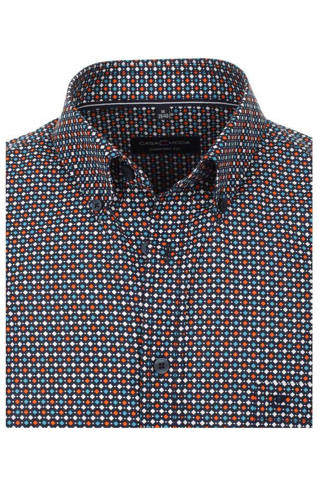 casamoda Hemd Herren Casamoda Comfort Muster kragen Button-Down Kurze Ärmel Großer Ausverkauf