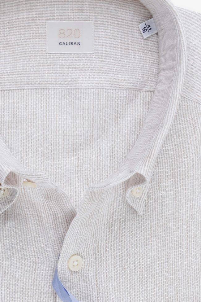 caliban Hemd Herren Caliban Regular Streifen 100% Leinen kragen Button-Down Lange Ärmel Saisonschlussverkauf