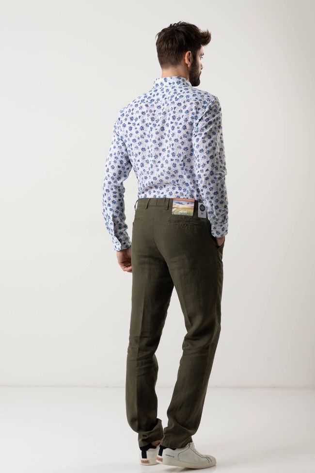 meyer Hose Herren Meyer Chinos Regular Einfarbig 100% Leinen Fabrikladen