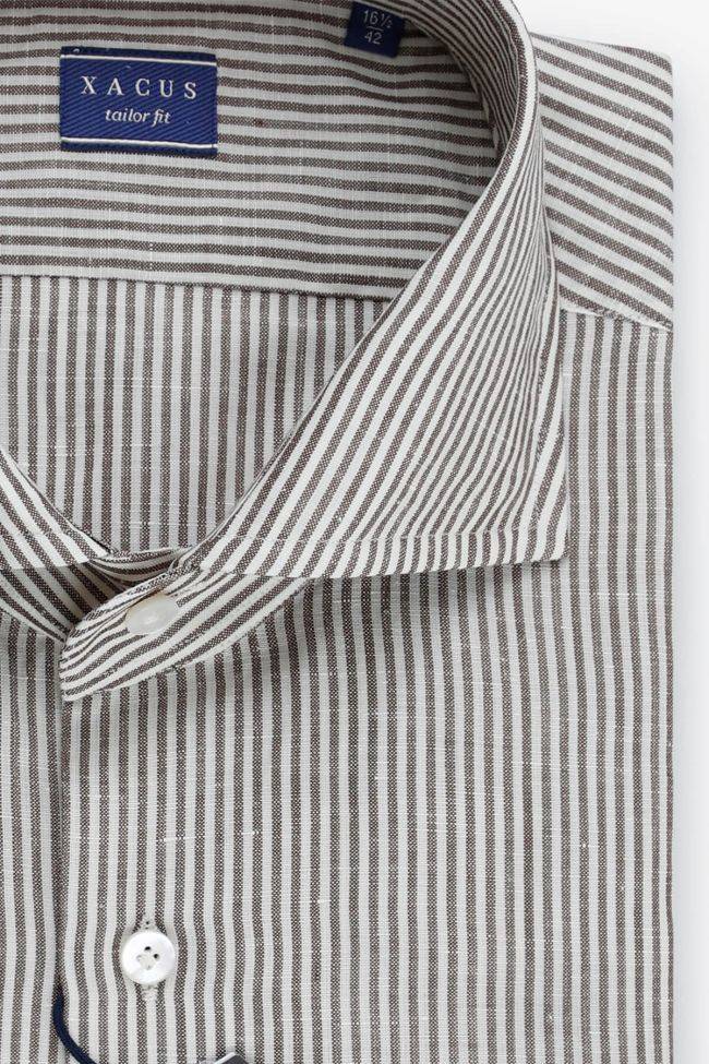 xacus Hemd Herren Xacus Regular Streifen 53% virgin wool 47% linen kragen Französisch Lange Ärmel Begrenzt auf 3 Tage