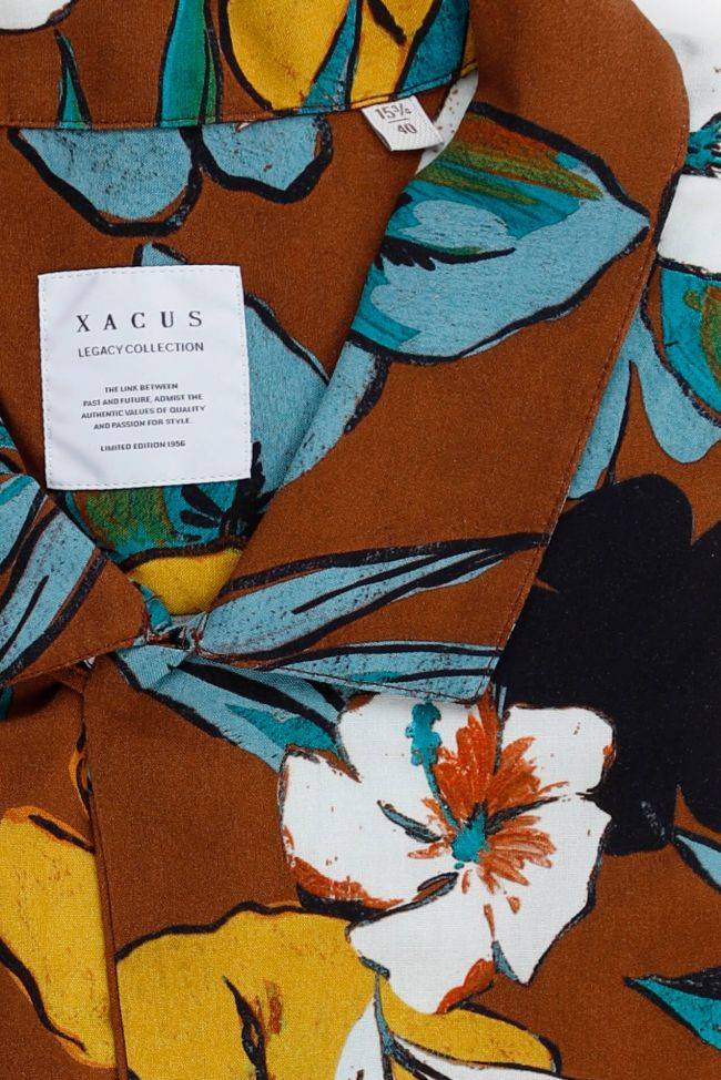 xacus Hemd Herren Xacus Regular Muster 100% Viskose kragen Hawaiikragen Kurze Ärmel Black Friday