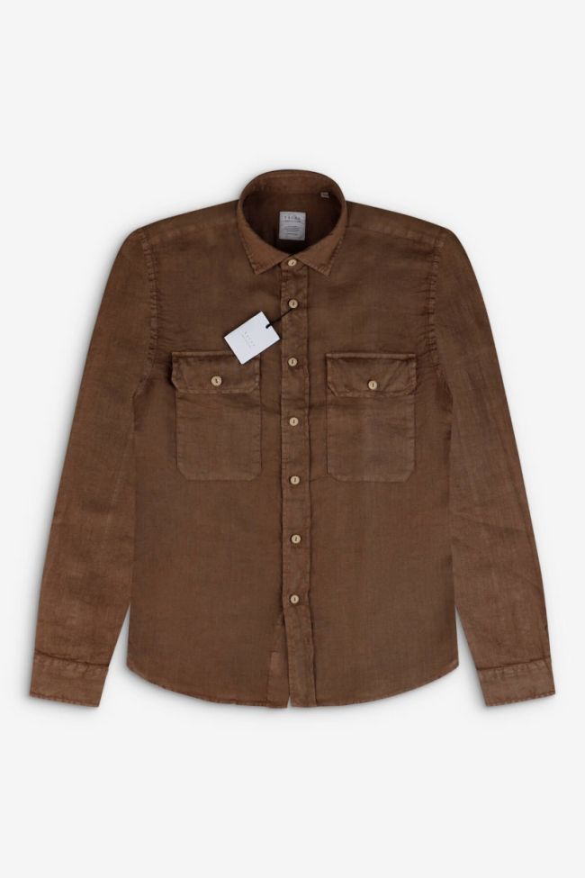 xacus Hemd Herren Xacus Regular Einfarbig 100% Leinen kragen Italienisch Lange Ärmel Muttertagsangebot