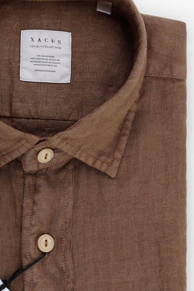 xacus Hemd Herren Xacus Regular Einfarbig 100% Leinen kragen Italienisch Lange Ärmel Muttertagsangebot