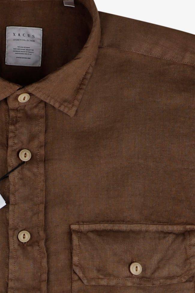 xacus Hemd Herren Xacus Regular Einfarbig 100% Leinen kragen Italienisch Lange Ärmel Muttertagsangebot