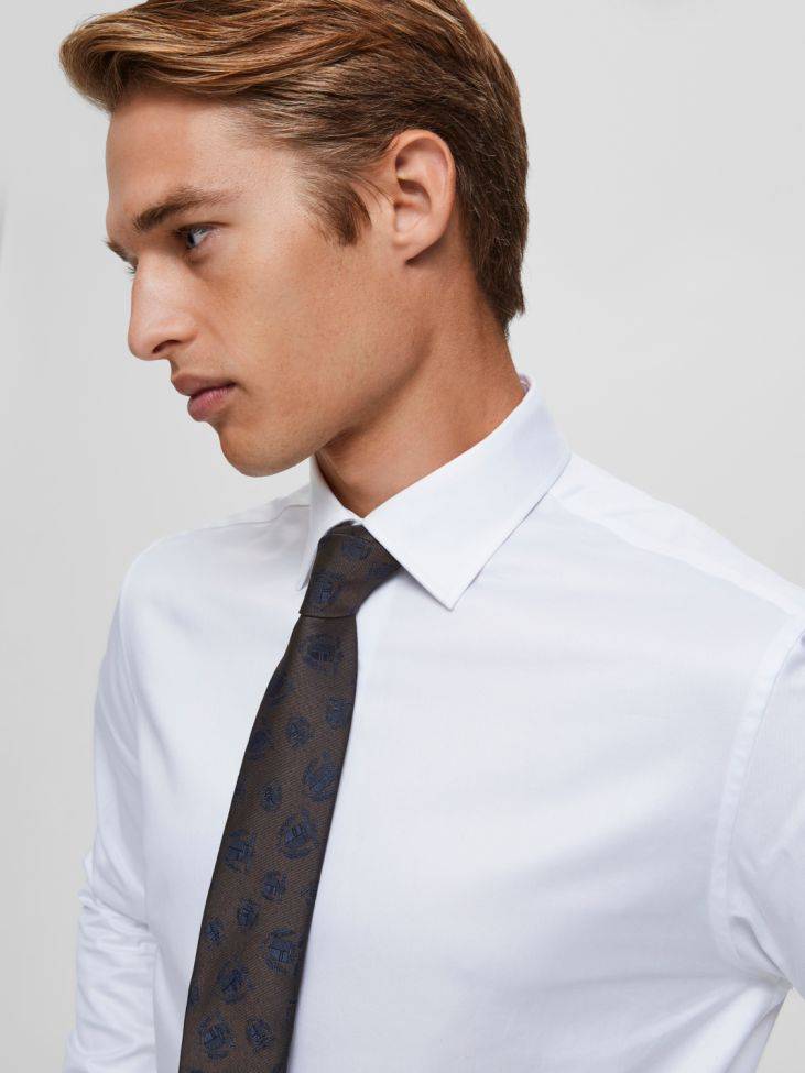 selected Hemd Herren Selected Regular Einfarbig kragen Italienisch Lange Ärmel Zeitlich begrenztes Angebot