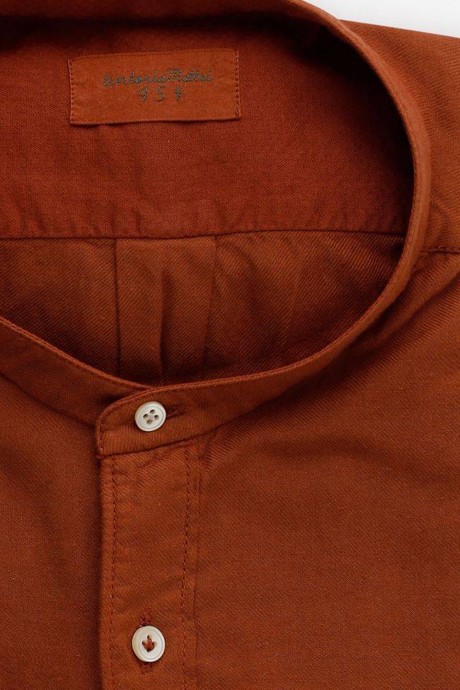 tintoria mattei Hemd Herren Tintoria Mattei Slim Einfarbig 50% Baumwolle 50% Modal kragen Mandarinkragen Lange Ärmel Fabrik Onlineshop