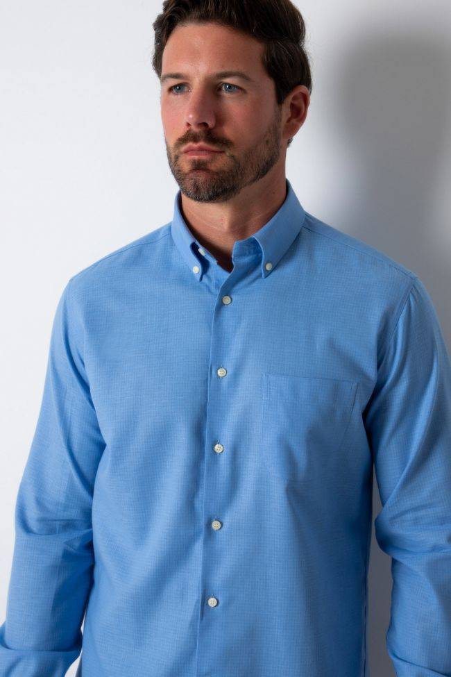 ingram Hemd Herren Ingram Regular Einfarbig 80% Baumwolle 20% Leinen kragen Button-Down Lange Ärmel Online Shopping