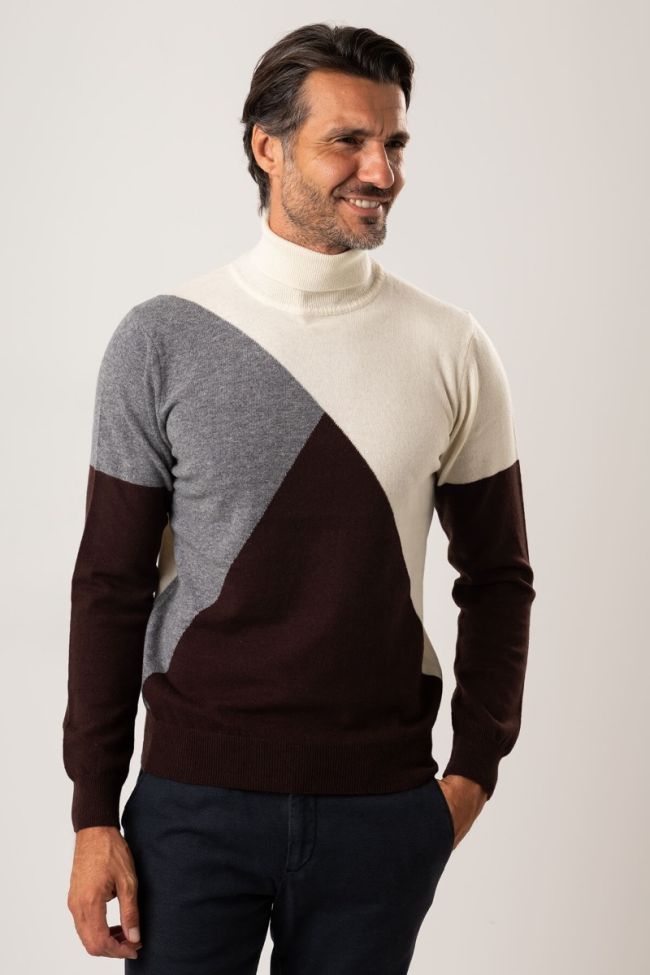 privati firenze Strickwaren Herren Privati Firenze hoher Kragen Slim Muster 100% Merinowolle Im Verkauf