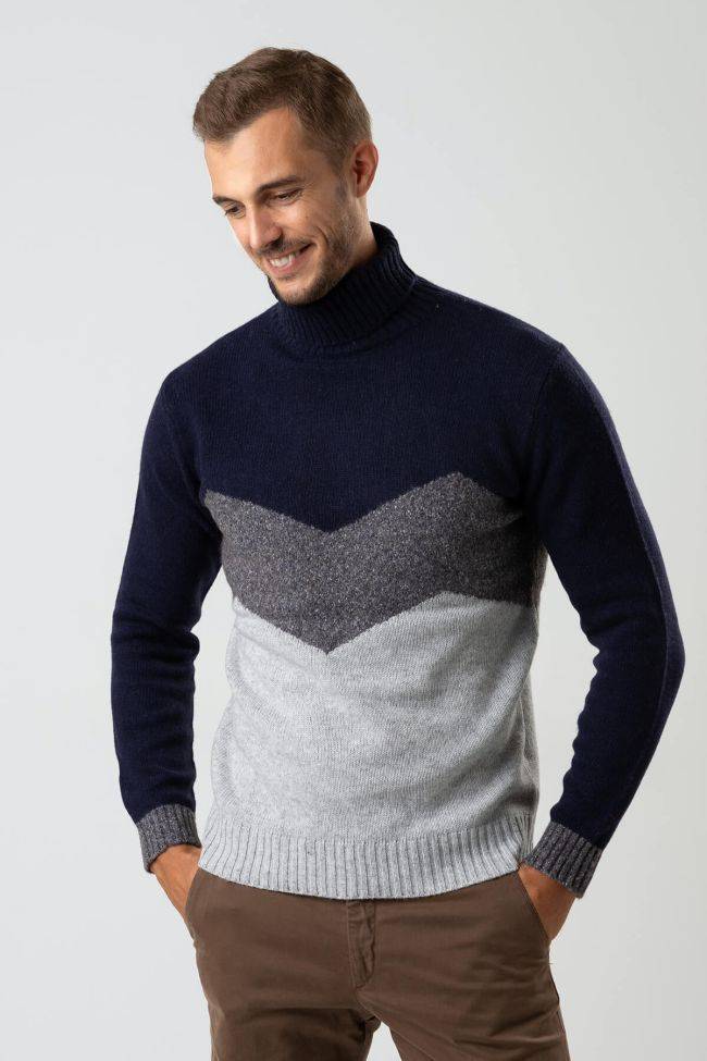 privati firenze Strickwaren Herren Privati Firenze hoher Kragen Slim Muster 50% wool 20% pa 20%vi 10% cashmere Auslauf
