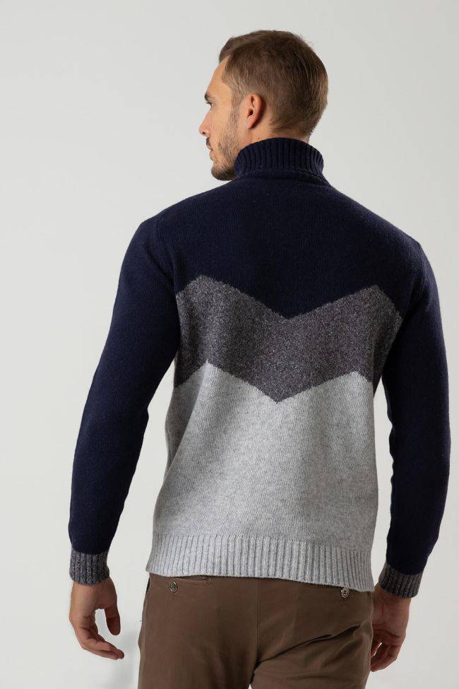 privati firenze Strickwaren Herren Privati Firenze hoher Kragen Slim Muster 50% wool 20% pa 20%vi 10% cashmere Auslauf