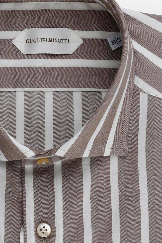guglielminotti Hemd Herren Guglielminotti Regular Streifen 100% Baumwolle kragen Französisch Lange Ärmel Sonderangebote