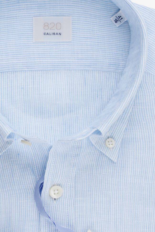 caliban Hemd Herren Caliban Regular Streifen 100% Leinen kragen Button-Down Lange Ärmel Super Sparpreis