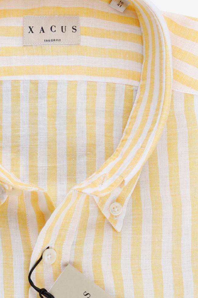 xacus Hemd Herren Xacus Regular Streifen 100% Leinen kragen Französisch Lange Ärmel Bis zu 55% Rabatt