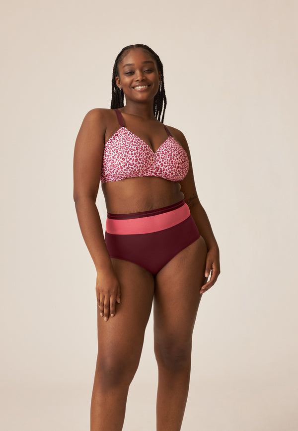 Naturana Soft-BH mit Side Smoother Effekt - Leo Print Red Schlussverkauf