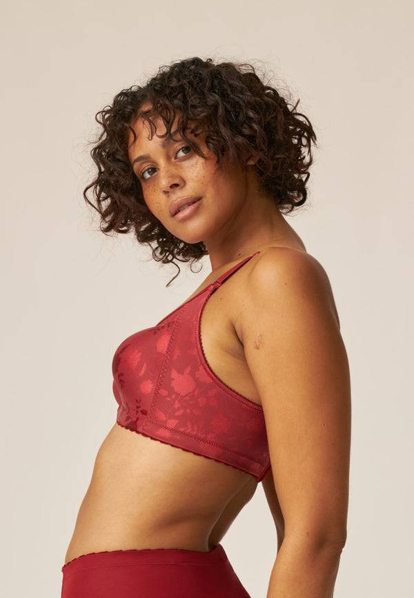 Naturana Minimizer Soft-BH in Blumenmuster - Deep Claret Fabrikverkauf