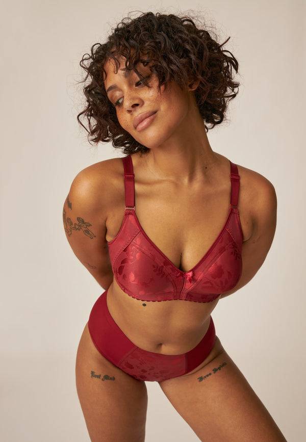 Naturana Minimizer Soft-BH in Blumenmuster - Deep Claret Fabrikverkauf
