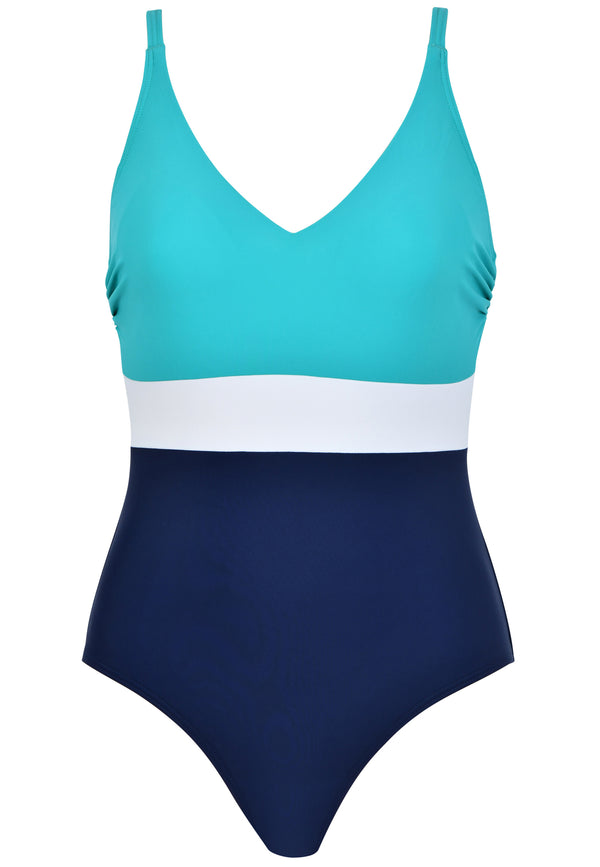 Naturana Badeanzug mit Schale - Marine-Smaragd-Weiss Begrenztes Angebot