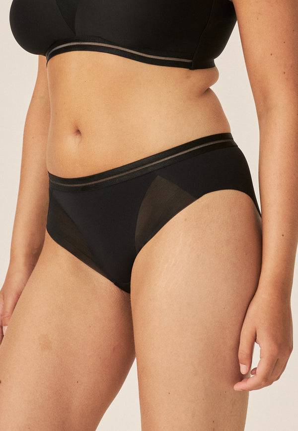 Naturana Clean Cut Slip mit Mesh-Details - Schwarz Tägliche Deals