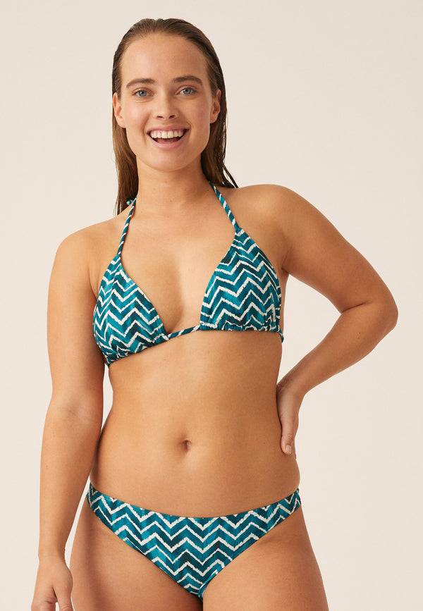 Naturana Bikini-Oberteil The Zig-Zag mit Schale - Smaragd-Ecru Letzte 3 Tage