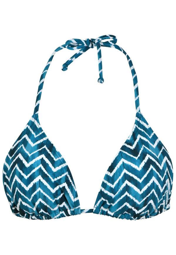 Naturana Bikini-Oberteil The Zig-Zag mit Schale - Smaragd-Ecru Letzte 3 Tage